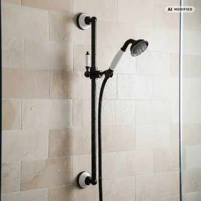 Image de Ensemble de barre de douche rétro nostalgique noir cuivre avec douche et barre PaulGurkes