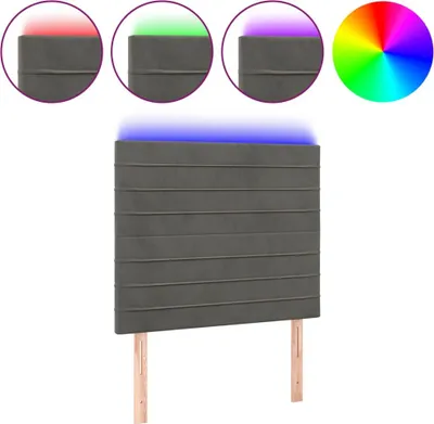 Produktbild von vidaXL LED Kopfteil Dunkelgrau 100x5x118/128 cm Samt