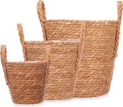 Image de ESPARTO paniers tricotés avec poignées, 3 pièces