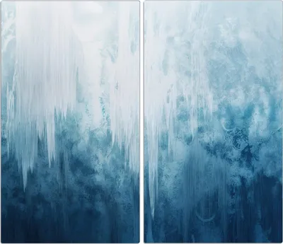 Produktbild von Spritzschutz Herdabdeckplatte Schneidebrett aus Glas Gefrorener Wasserfall 2-Teilig (60x52cm)