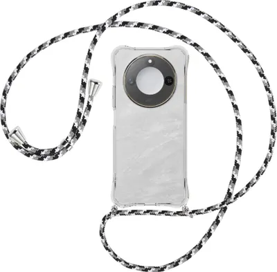 Produktbild von Handykette Backcover-Schutzhülle mit Band (Metall silberfarben) für Honor X60 5G - schwarz/grau/weiß