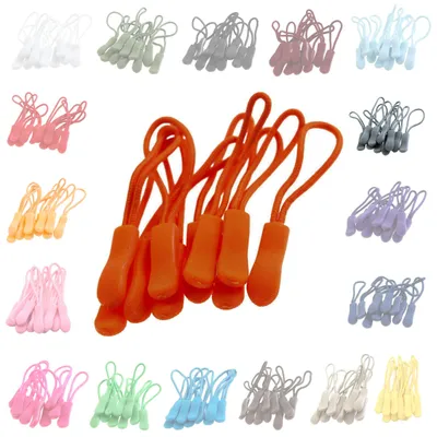 10 Zipper Schlaufen für Reißverschlüsse dunkelorange