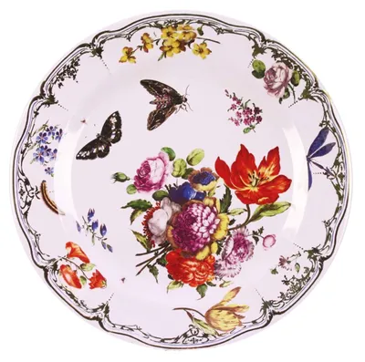 Imagen del producto de Meander Dekoteller, metal, rosa, forma de mariposa, diámetro 26 cm