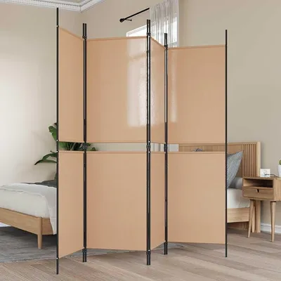 Imagen del producto de Divisorio de ambientes de 4 paneles, color beige, tela, 200 x 180 cm, plegable, independiente, pantalla divisoria para salón, dormitorio, oficina, para mayor privacidad y para separar espacios