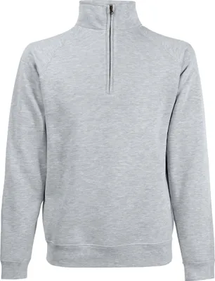 Produktbild von Fruit Of The Loom Herren Premium 70/30 Sweatshirt mit Reißverschluss am Kragen RW3166 (S) (Grau meliert)