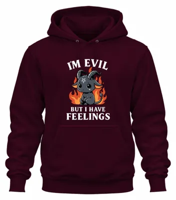 Imagen del producto de Sudadera con capucha uni, estilo gótico "Kawaii", diseño "Baphomet", color burdeos, talla S