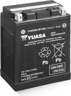 Produktbild von YUASA YTX14AH-BS 12V 12,6Ah/C20 - 210A (EN) Motorradbatterie WF