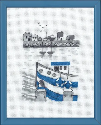 Produktbild von Permin Kreuzstich Stickpackung "Fischerboot", Zählmuster, 14x18cm, 13-9117