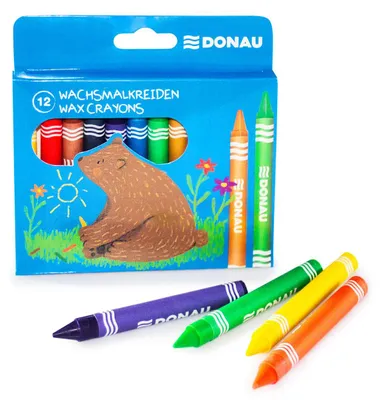 Zdjęcie produktu dla DONAU 5210300-99 Pudełko na kredki woskowe – wodoodporne, 12 sztuk, w różnych kolorach