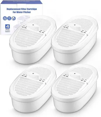 Productafbeelding van Waterfilter vervangingsset 4-stuks - BPA-vrij en actieve kool - vermindert PFOA/PFOS en chloor - voor veilig drinkwater