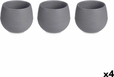 Obrázek produktu pro Sada květináčů antracitový plast 16,5 x 16,5 x 14,5 cm (4 kusy)