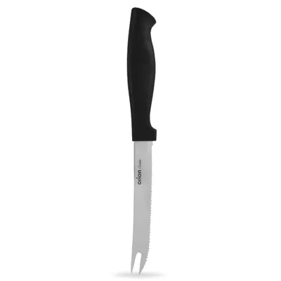 Produktbild von Messer mit gezackter Edelstahlklinge und schwarzem Griff