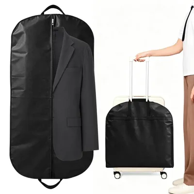 Immagine prodotto di Copertura per abiti, dimensioni 60 x 120 cm, traspirante, riutilizzabile, con maniglia per il trasporto, protegge da polvere e tarme