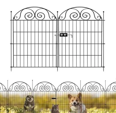 Zdjęcie produktu dla Ogrodzenie metalowe dekoracyjne dla psów 10 paneli 80X73 cm