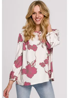 Productafbeelding van Damesblouse MAKOVER K099, wit/roze. Maat: L/XL