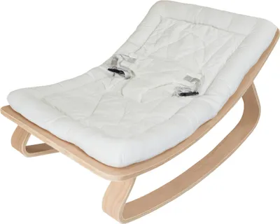 Produktbild von Babywippe Holz natur mit 5 cm starker, abnehmbarer Baumwollauflage