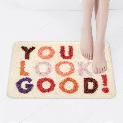 Image de Tapis de salle de bain beige, tapis de bain antidérapant, tapis de bain moelleux, tapis de bain lavable pour salles de bain, toilettes, buanderies, balcons (40 × 60 cm)