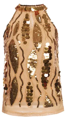 Produktbild von Goldenes Spitzen-Neckholder-Top für Damen, ärmellos, Größe XS, Glamour-Kollektion