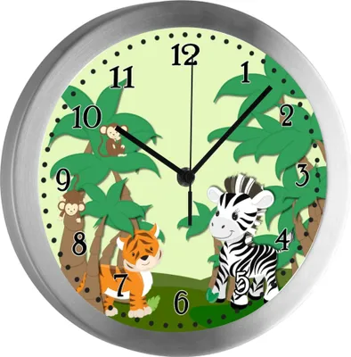 Produktbild von Funkuhr, Kinder Wanduhr, Kinderuhr, Kinderzimmer  Dschungel