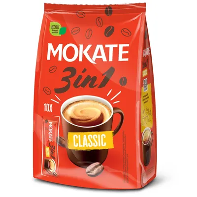 Zdjęcie produktu dla Mokate 3w1 Classic - Kawa Rozpuszczalna z Cukrem i Mlekiem Mix Kawowy 10 Saszetek