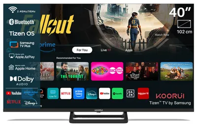 Produktbild von Koorui Tizen by Samsung Smart TV - LED Full HD - 40 Zoll/102 cm – Streaming-Apps - AirPlay - Hotelmodus - HDMI x3, USB x2, CI+ - Tripple Tuner DVB-T/T2/S/S2/C - Randlos Design – Mittelfuß - Montiert in Eindhoven, Niederlande - K40Q1F-T8M