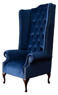 Produktbild von Sessel Chesterfield Couch Textil Lounge Polster Blau Luxus Ohrensessel
