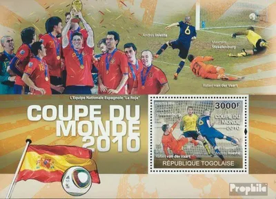 Produktbild von Briefmarken Togo 2010 Mi Block 548 (kompl. Ausgabe) postfrisch Fußballweltmeisterschaft 2010