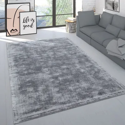 Immagine prodotto di Tappeto fatto a mano di alta qualità, tinta unita, pelo corto, moderno, mix di materiali, grigio, dimensioni 80x150 cm