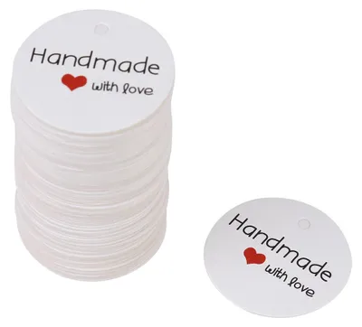 Produktbild von 100 Stück weiße handgefertigte Hängeetiketten für Hochzeit, Geschenk, Dessert, Schmuck, Preisschild #4
