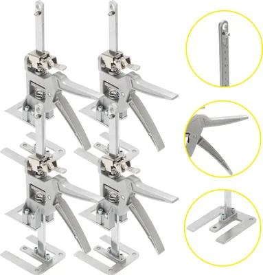 Obrázok produktu pre Bettizia 4x ručný zdvíhač sadrokartónových dosiek Zdvíhač skríň do 150 kg, nastaviteľný 0 cm - 14,5 cm
