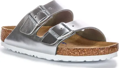 Produktbild von Birkenstock Two Adj Strap Arizona BS Ledersandalen in Silber – 7.5 UK - 41 EU - 10/10.5F & 8/8.5M US / Silver