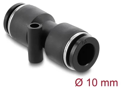 Produktbild von DeLOCK Pneumatik Steckverbinder 10 mm mit Befestigungsloch gerade, Schwarz, Metall, Kunststoff, Weibliches Gewinde, 1 Stück(e), 1 cm, 10 bar
