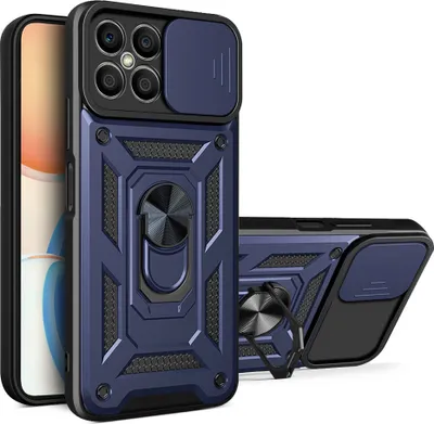 Produktbild von Honor X8 Hülle mit Ring Ständer Halter Dia Kameraschutz TPU PC Schutzhülle für Honor X8 Blau