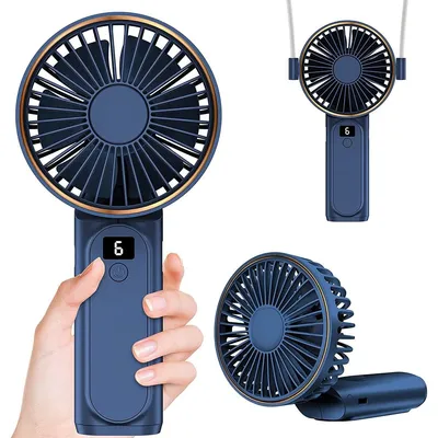 Produktbild von Handventilatoren, Tragbarer Handventilator, 3600 mAh, 180° einstellbar, Wind mit 6 Geschwindigkeiten, per USB wiederaufladbarer, faltbarer Ventilator