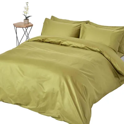 Immagine prodotto di Biancheria da letto HOMESCAPES, filato 1000, verde oliva, 135 x 200 cm