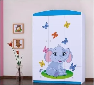 Zdjęcie produktu dla BDW, szafa z szufladami, do sypialni, 128×190 cm, 3-drzwiowa, niebieska 1