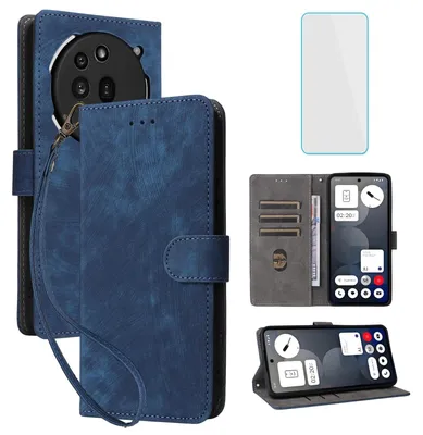 Productafbeelding van Lederen Portemonneehoesje voor Smartphone, Blauw