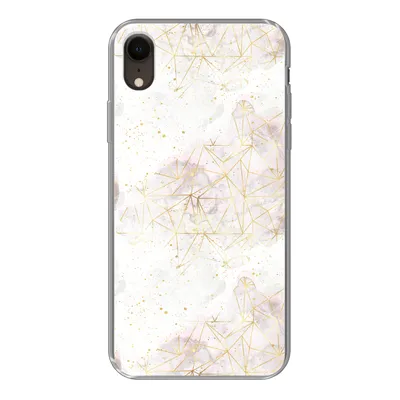 Produktbild von MuchoWow® Handyhülle Schutzhülle Hülle für iPhone XR Marmor - Geometrie - Gold Silikon Softcase Handy Hülle - Schutzdeckel