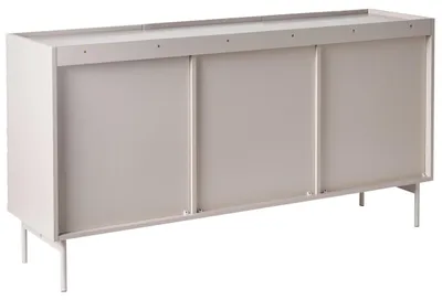 Produktbild von BELIANI Sideboard Hellbeige MDF mit Metallbeinen 3 Türen Modernes Minimalistisches Design Stauraum Aufbewahrung Highboard für Wohnzimmer Schlafzimmer