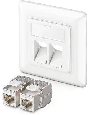 Image de Prise réseau RJ45 keystone - Prise murale RJ45 - 1x RJ45 - CAT6a - Blanc