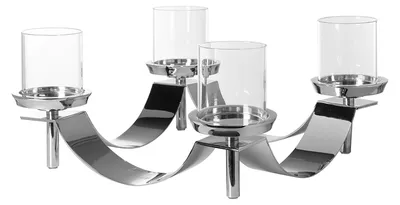 Produktbild von FINK Dekokranz GALLERY 4-flammig, Adventskranz - Edelstahl, Aluminium vernickelt, Glas, silberfarben - Ø 38,5 cm