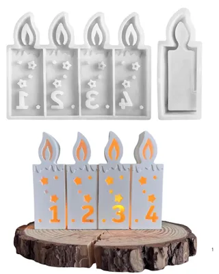 Produktbild von 2 Silikonformen für Adventskränze, Silikon-Gussformen für Weihnachtskerzen aus Gips und Epoxidharz.