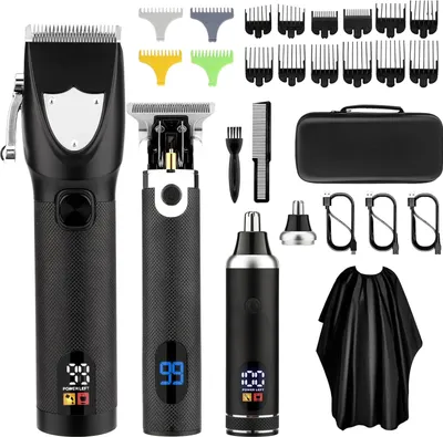 Produktbild von MODFU Professioneller Haarschneider, Elektrorasierer für Männer, 3-teiliges Set, wiederaufladbarer Haarschneider und Trimmer, Bartschneider, Haarschneideset mit Reiseetui, Haarschneider, perfektes Haarschnitt-Geschenk für ihn