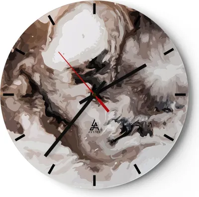 Produktbild von Wanduhr - Rund - Glasuhr - Abstraktion modern - 30x30cm - Schleichendes Uhrwerk - Lautlos - zum Aufhängen bereit - Dekoration Modern - Wanddekoration aus Glas - C3AR30x30-4072