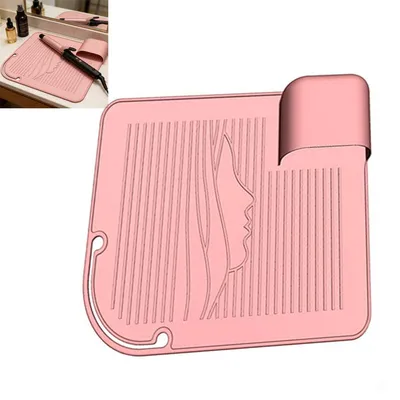 Produktbild von Silikonmatte Hitzebeständig,Hitzeschutzmatte Glätteisen für Lockenstäbe, Haarglätter, Glätteisen, Haarstyling-Werkzeuge und Heiße Haarwerkzeuge,Rosa