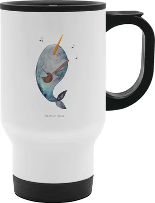 Produktbild von Mr. & Mrs. Panda thermosbecher Narwal Gitarre - Weiß - Geschenk, Probleme, Thermobecher To Go, Gespräche, Kaffeebecher, Becher, To-Go-Becher, Tanzen, Meer, Wal