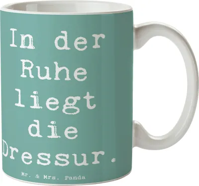 Produktbild von Mr. & Mrs. Panda Keramiktasse Spruch Reitlehrerin Ruhe - Meeresbrise - Geschenk, handgefertigte Geschenke, Losgelassenheit, Reitstunde, Beruf, Kaffeetasse, Reitausbildung