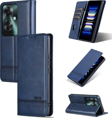 Obrázek produktu pro Kožené pouzdro pro Oppo Reno11 F, skládací peněženkové pouzdro s magnetickým uzávěrem a stojánkem modré