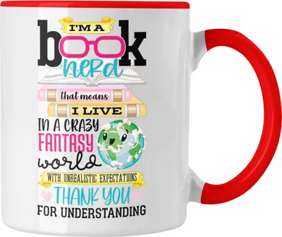 Produktbild von Trendation - Leseratte Geschenk Tasse I'm A Book Nerd Bücher Lesen Bücherwurm Geschenk Spruch Lesen (Rot)