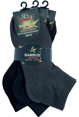 Produktbild von 6 Paar Bambus Viskose Kurzschaft Socken im Farbmix schwarz anthrazit marine Gr. 39/42